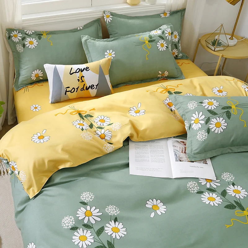 

The bed four-piece set of bed linen bedding ins wind single-person college dormitory bed is a single three-piece set