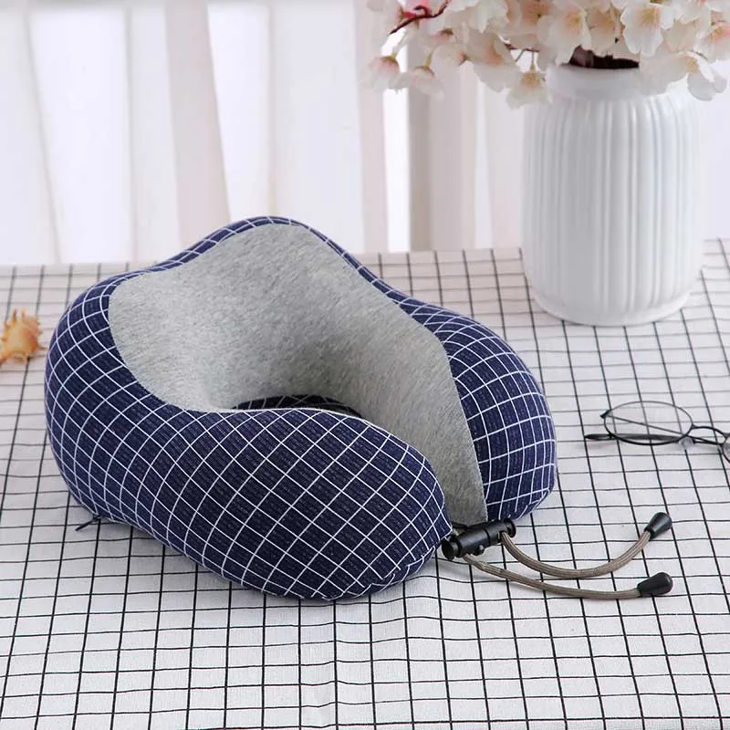 plaid navy blue U-образная подушка для шеи из пены с эффектом памяти, мягкая подушка для путешествий, подушка для шеи, подушка для шейного самолета, подушка для шейного здоровья, постельные принадлежности 29x25x14 см - Цвет: plaid navy blue