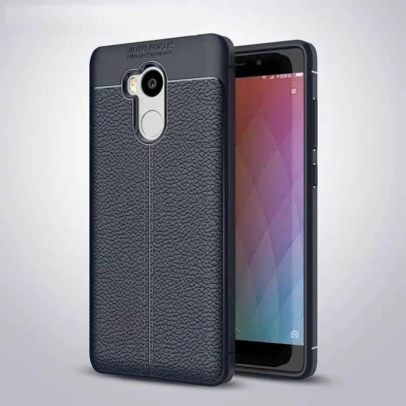 Чехол Leathe Xiaomi Redmi 4 Pro, роскошный кожаный мягкий силиконовый чехол из ТПУ для Redmi 4, ударопрочный бампер, силиконовый чехол из ТПУ Redmi 4 Pro - Цвет: Тёмно-синий