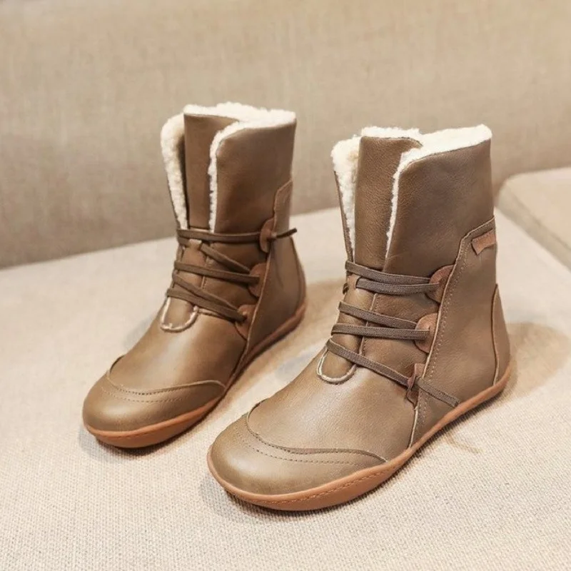 

Новинка 2022, женские ботинки, зимние плюшевые водонепроницаемые и теплые ботильоны для снежной погоды, женские ботинки на толстом меху и выс...