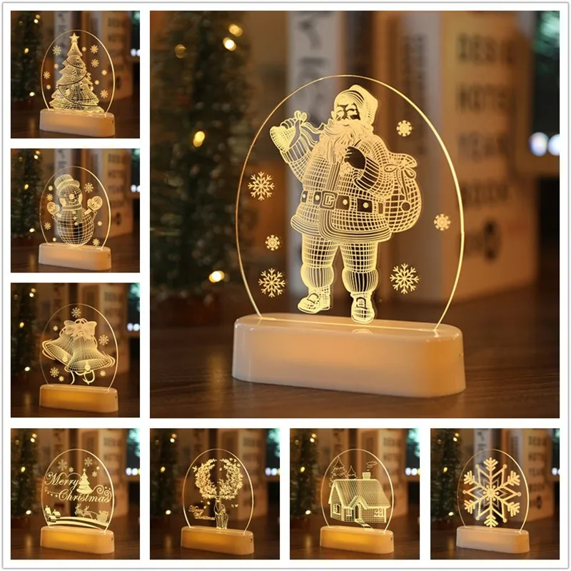 

Merry Christmas Night Light Ornament Christmas Decorations for Home Santa Claus Gift Natal Navidad Noel 2022 New Year Xmas Decor