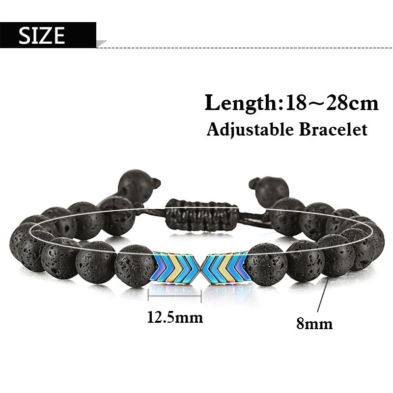 Модный лечебный браслет с бусинами и стрелками 8 мм натуральный черный оникс