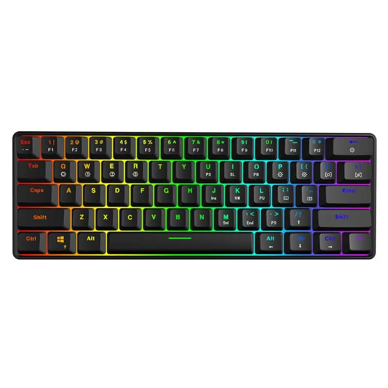 

RGB Backlit Bluetooth 5.0 Wireless Dual Mode Mechanical Keyboard,Portable Compact Waterproof Mini Gaming 61 Gateron Keys