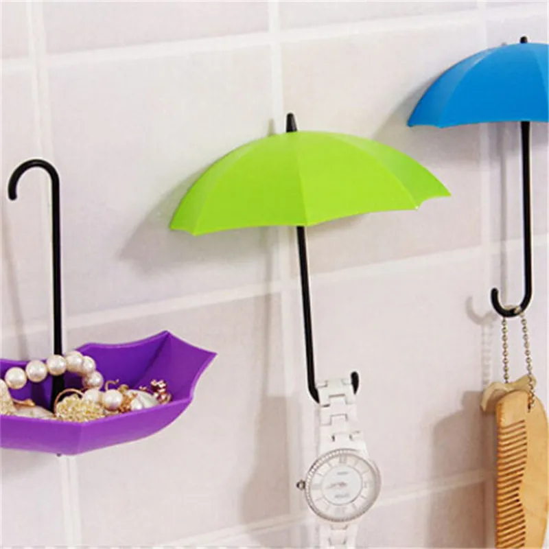 

3Pcs/set Colorful Umbrella Wall Hook Decorative Door Hook Towel Hanger Rails Key Hair Pin Holder Organizer