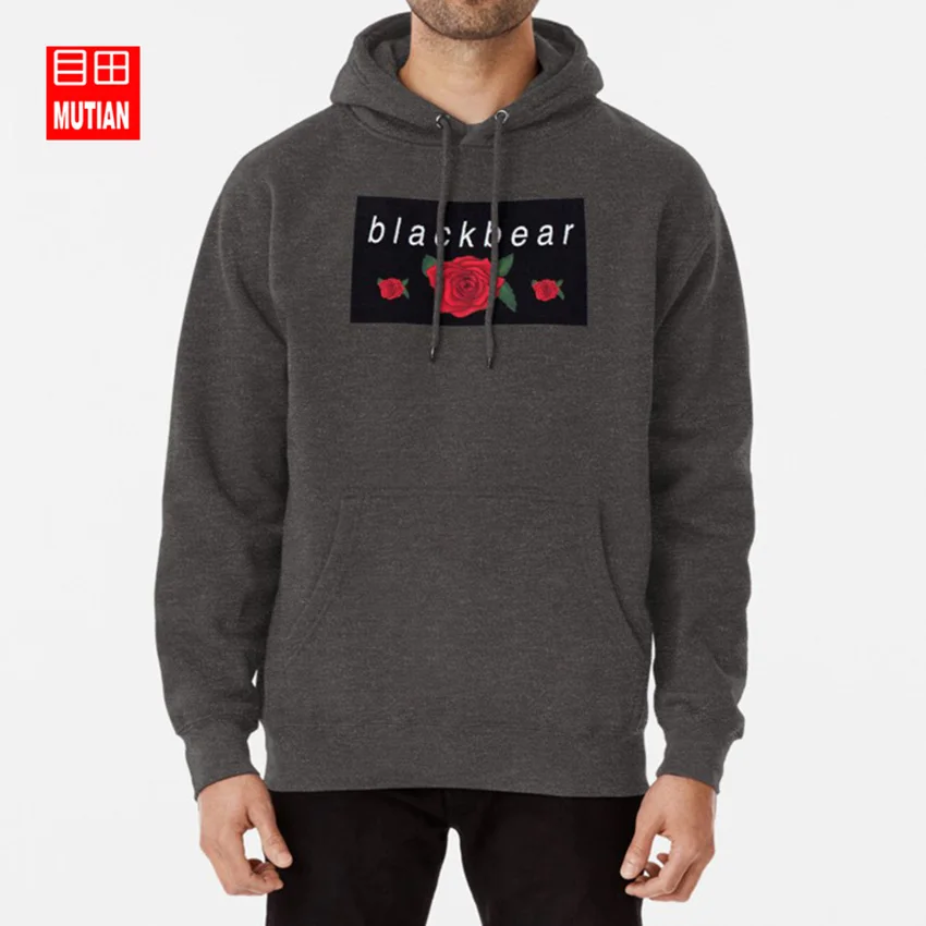 darkgrey-hoodie Blackbear/толстовки с капюшоном с тремя розами; толстовки blackbear rose black beartrap three rose - Цвет: darkgrey-hoodie