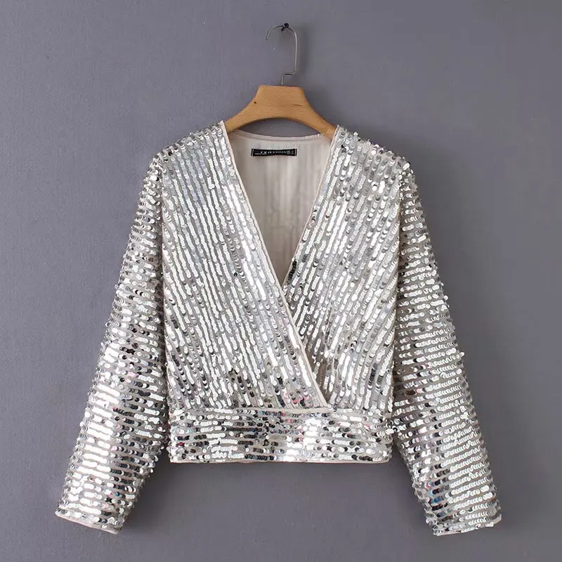 

Высококачественный весенне-осенний женский топ с блестками на талии, блестящий топ для ночного клуба