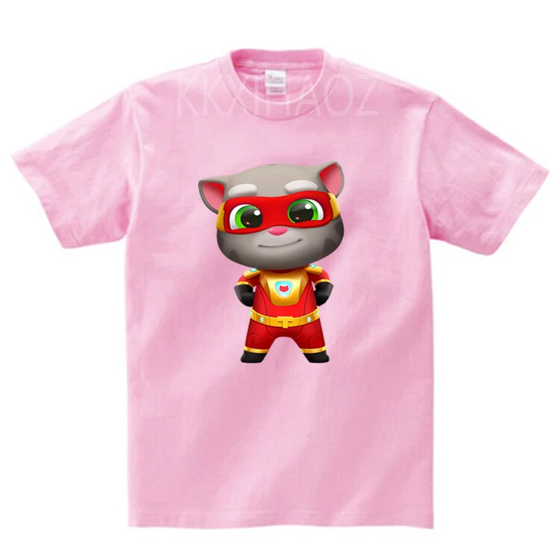 

Уличная детская футболка из чистого хлопка с принтом кота Повседневная летняя детская футболка с короткими рукавами футболка с круглым выр...