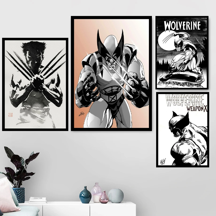 

Wolverine black and white comic wall art canvas painting posters for home decor posters and prints decorating pictures