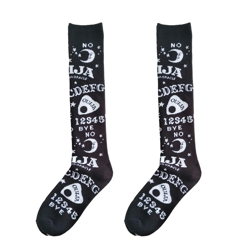 

Harajuku Dark Magic Star Moon Knee Socks Women Girl Gothic Punk Streetwear Mall Goth JK School Casual Retro Ouija Board Long