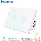 Настенный сенсорный выключатель Tuya, выключатель для умного дома, голосовое управление через приложение Tuya, стандарт США, 2 клавиши, 12 канала, с поддержкой Wi-Fi