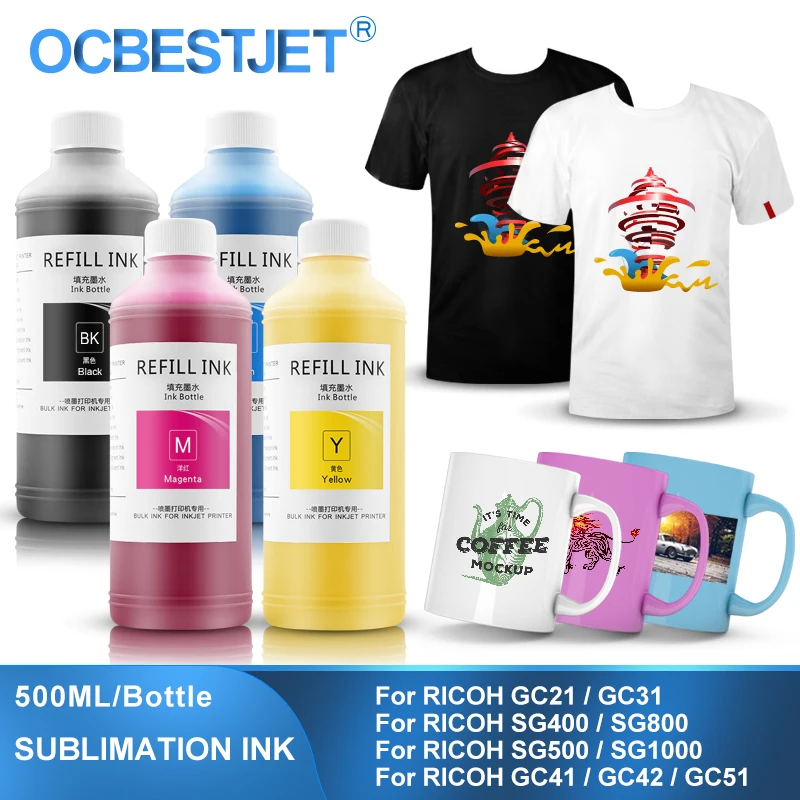 

500ML Sublimation Ink Heat Transfer Ink For Ricoh GC21 GC31 GC41 GC42 GC51 SG400 SG500 SG800 SG1000 SG3100 SG2100 SG7100 GX5000