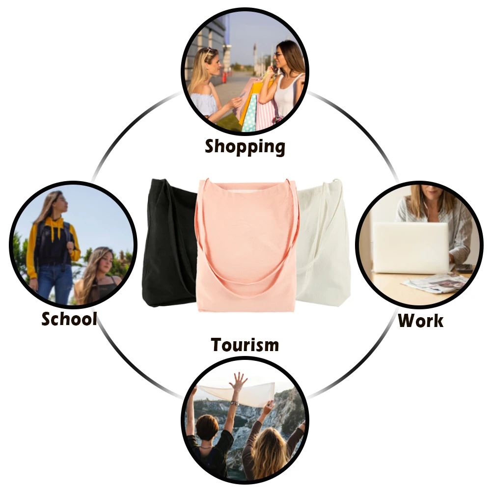 Женская Большой парусиновый многоразовая сумка для покупок Soild Экстра большая