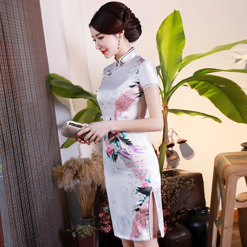 Китайский женский сексуальный тонкий Qipao летние шорты с длинными рукавами