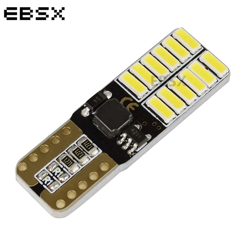 EBSX 100pcs T10 Canbus 220MA Constant 24 SMD 4014 24 LED NO Error W5W 24SMD 501 car styling clearance light 12V White Parking