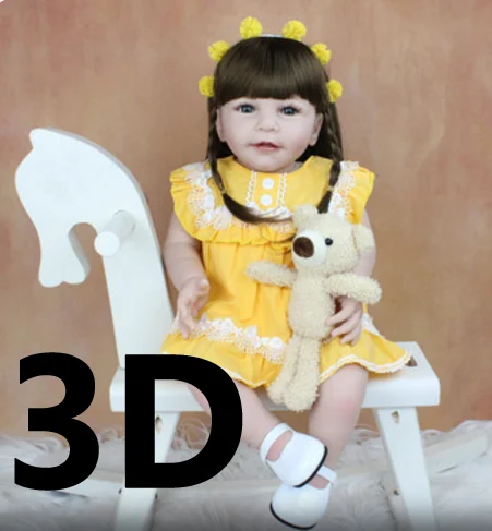 

60cm 3D-Paint Skin Silicone Reborn Boy Baby Doll Toy For Girl Like Real Bebe