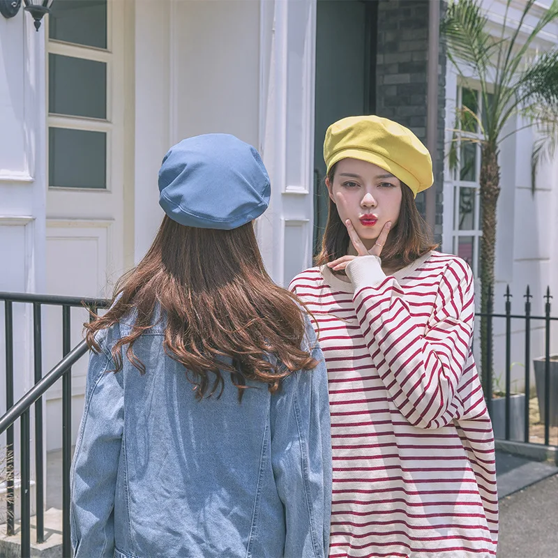 Женский летний берет восьмиугольная кепка в Корейском стиле для улицы
