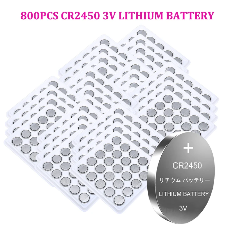 

800pcs CR2450 DL2450 BR2450 Button Cell Battery 3V Lithium Batteries CR 2450 for Watch Remote Toy Computer Calculator Control