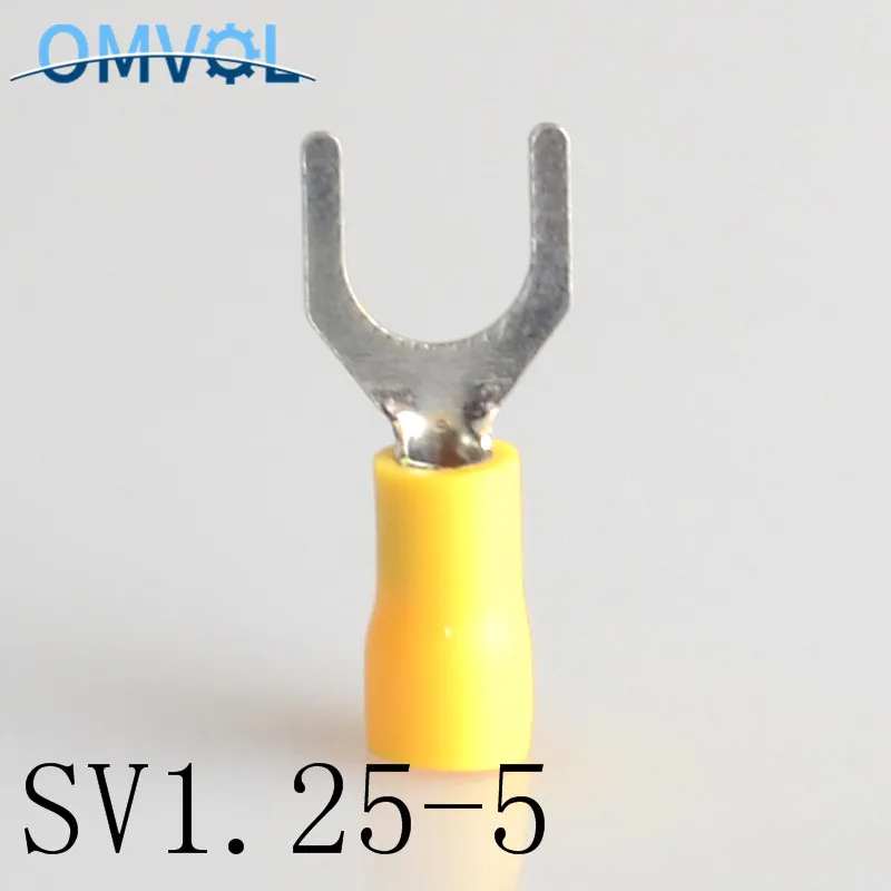 50 шт. SV1.25 5 желтый Furcate кабельный соединитель предварительно изолирующая вилка