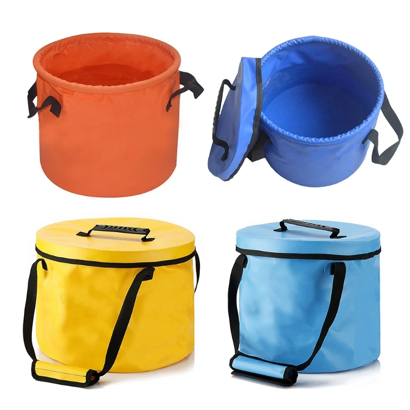 

Collapsible Bucket with Durable Handle Lid Wearproof Water Container Wash Basin Multipurpose Folding Bucket