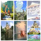 Алмазная живопись 5D сделай сам, полноразмернаякруглая картина с мультяшным пейзажем, вышивка крестиком стразы, мозаика для дома