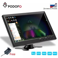 podofo 10 1 lcd hd monitor computer display color screen 2channel video input security monitor with bnc avi vga hdmi