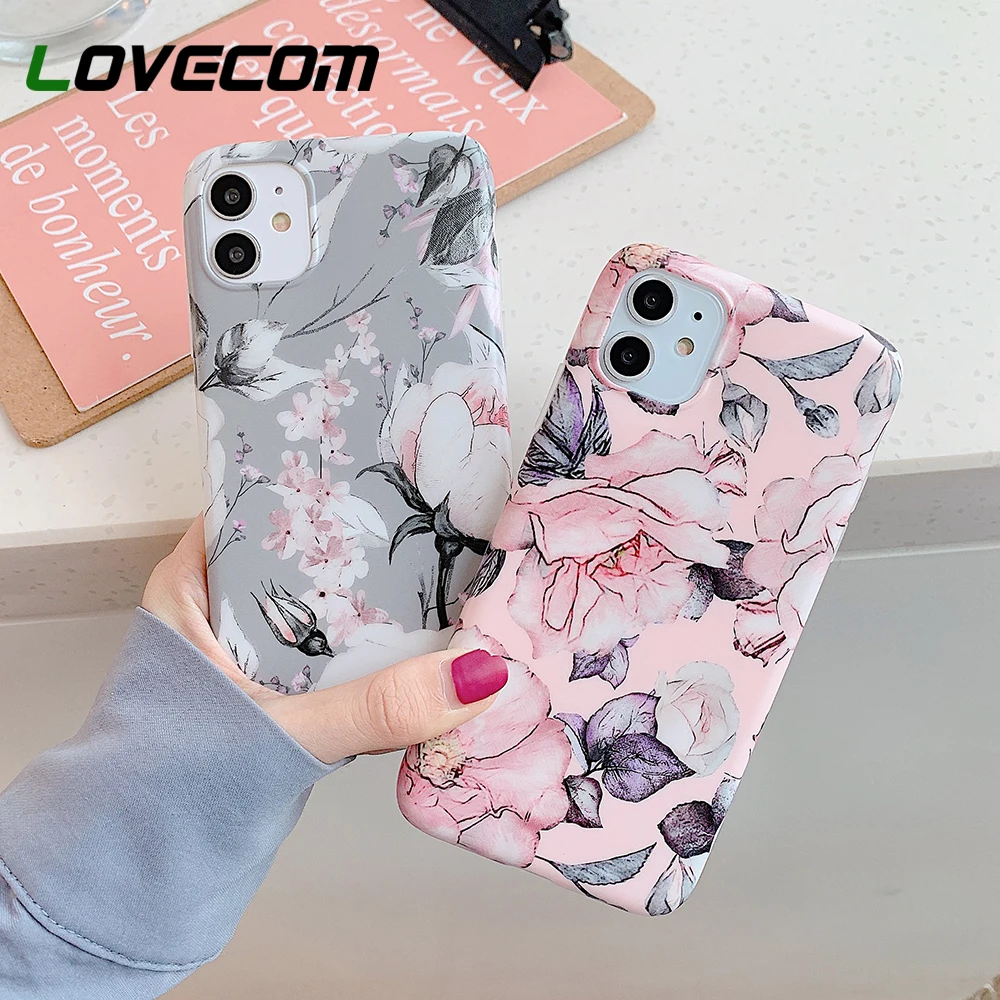 Винтажный цветочный чехол LOVECOM для телефона iPhone 12 Mini Pro Max 11 XR XS 7 8 6 Plus матовый