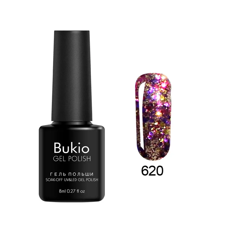 620 Bukio великолепный блестящий гель УФ-лак для ногтей синий ослепительный Алмазный Фиолетовый лак Полупостоянный Блестящий Гибридный лак из розового золота - Цвет: 620