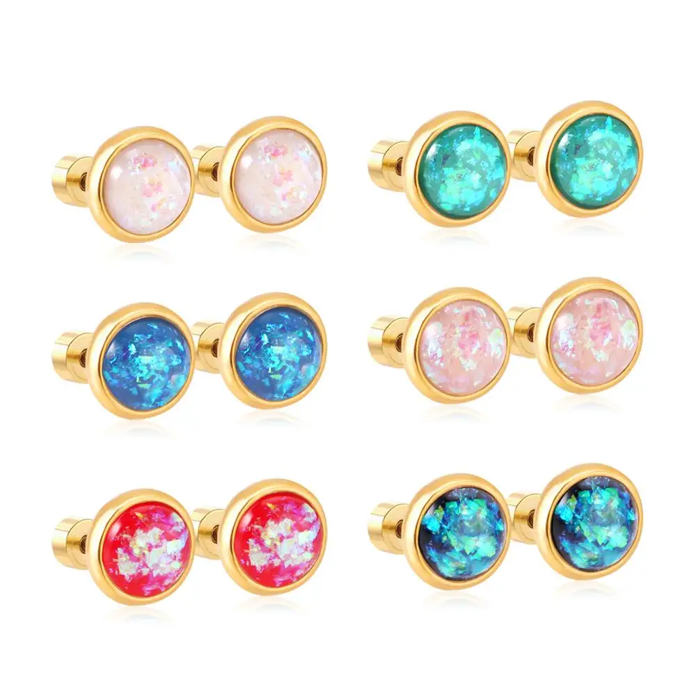 LUXUKISSKIDS 2020 12 пар/Лот круглые золотые циркониевые пирсинг серьги из нержавеющей