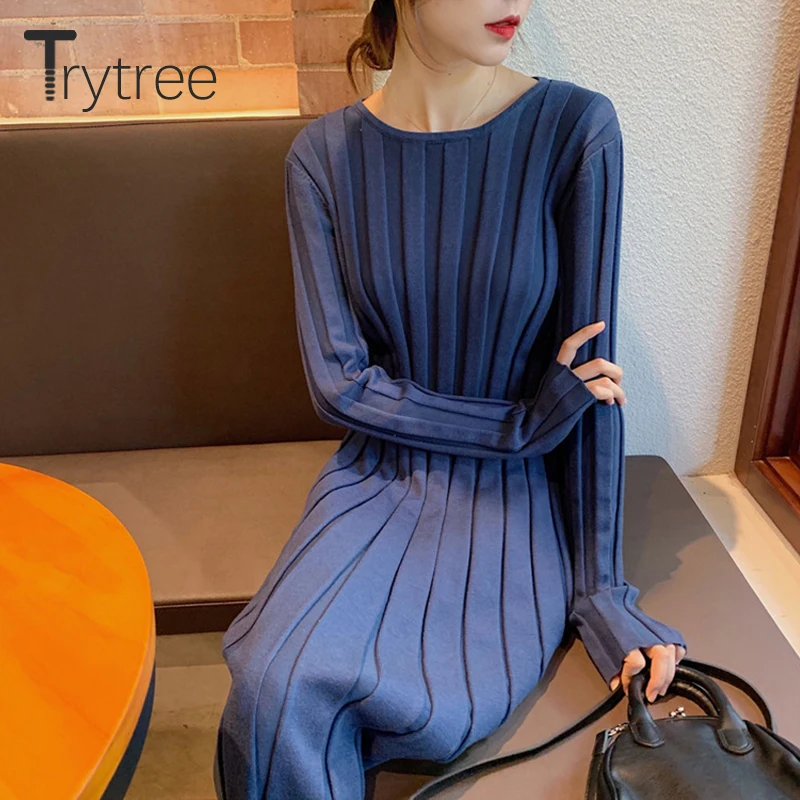 Trytree 2020 осенне-зимний комплект из двух предметов повседневное однотонное вязаное