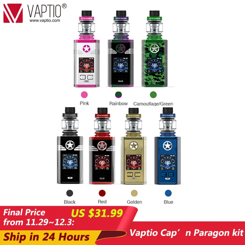 Оригинальный комплект Vaptio Capt 'n Paragon 220 Вт боксмод вейп с атомайзером 8 мл/2 мл