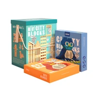 eco friendly city block family game puzzle wooden block for children and adult animals and build theme colorful block toy