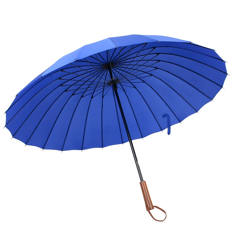 

24K Long Umbrella Men'S Women'S Solid Color High Quality Travel Windproof Umbrella Long Wooden Handle Umbrella Outdoor