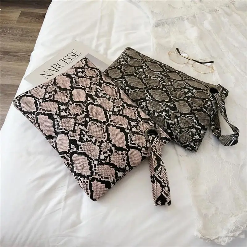 Женский модный квадратный клатч со змеиным принтом Повседневный Кошелек из