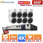 IP-камера системы видеонаблюдения H.265 4K, 8 каналов 16 каналов POE NVR, 8 каналов 8 Мп, наружная Двухсторонняя аудиосвязь, комплект камер наблюдения