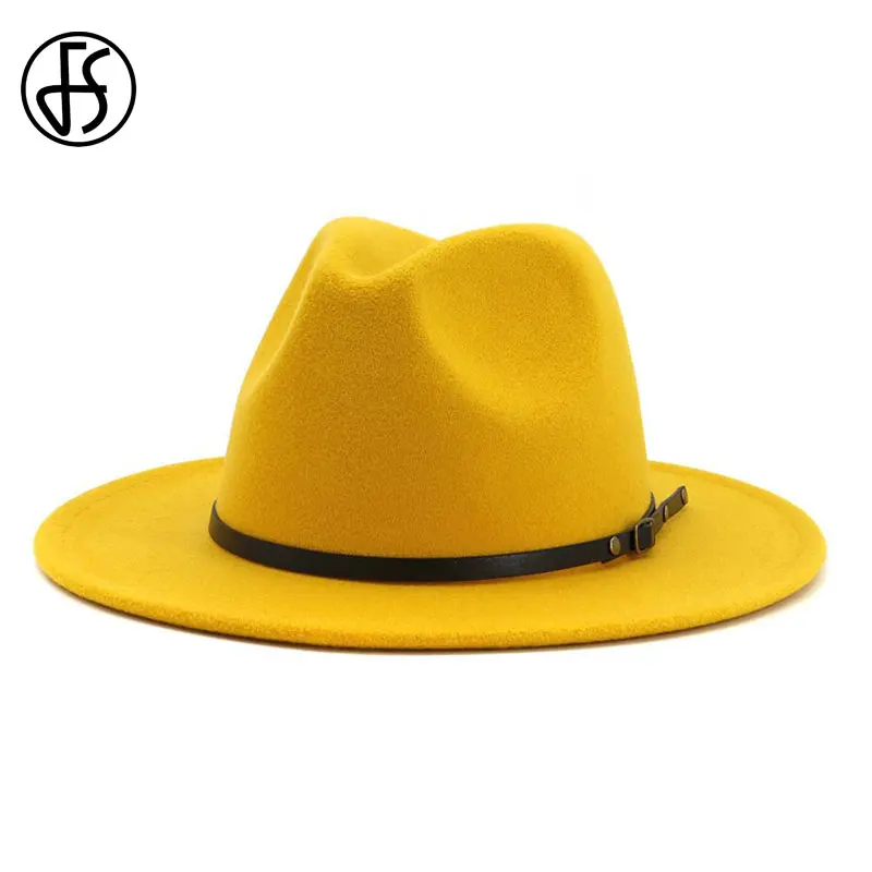 FS 60 см шляпа с широкими полями шерсть фетровая шляпы для мужчин и женщин мужский