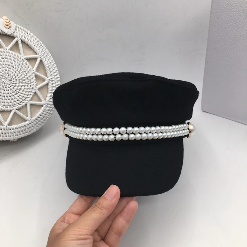 Женская Ретро Кепка с жемчужными буквами в стиле европейской и американской моды