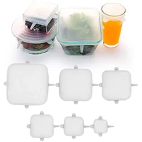 6 pack square silicone stretch lids fda silicone lids 100 bpa free food grade reusable bowl covers replacement food wrap