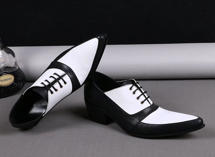 Туфли-оксфорды мужские из натуральной кожи черные и белые с перфорацией | Обувь