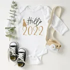 Детское боди Hello 2022, хлопковые комбинезоны с длинным рукавом для младенцев, Детские Боди для мальчиков и девочек, Новогодняя одежда, рождественские подарки
