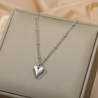 korean style heart choker necklace stainless steel lover couple necklaces for women men colar chain vintage jewelry bijoux