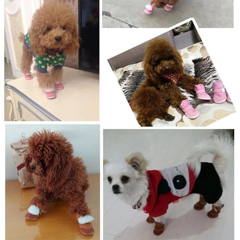 4 шт./компл. осень-зима собака Обувь для кошек противоскользящие щенков зимние