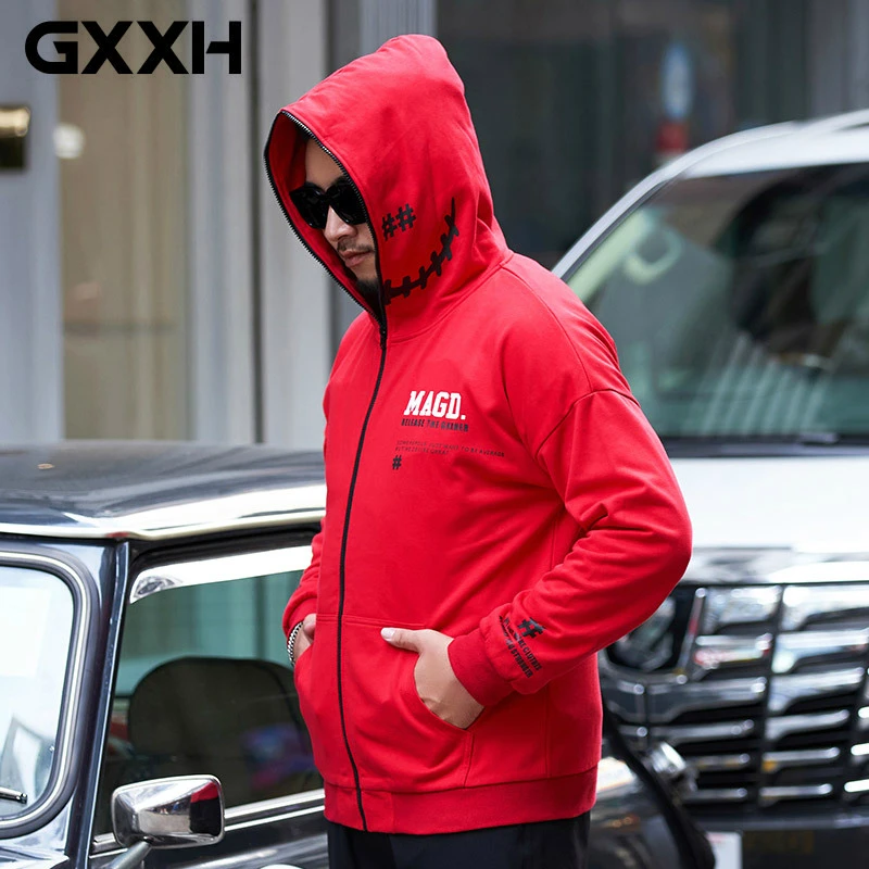 GXXH размера плюс осенние мужские куртки большие размеры толстовки с капюшоном на