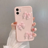 new cute bow tie silicone soft phone case for iphone 11 13 pro max 12 xr xs x 7 8 plus butterfly shockproof back cover female