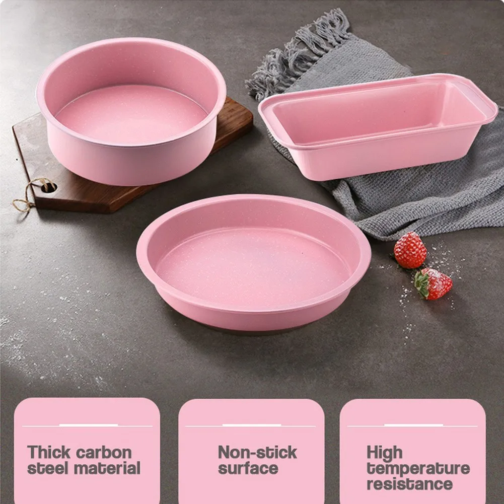 

1pcs Non-Stick Carbon Steel Cake Mold Maifan Stone Pink Cake Tin Baking Tray Home Kitchen DIY Cake Pizza Baking Mold Accessories