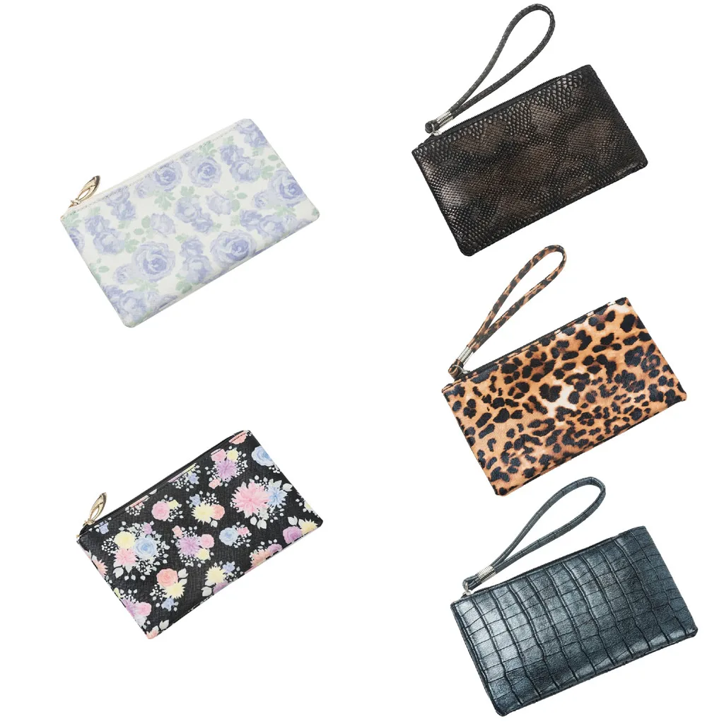 Женский сексуальный вечерний клатч сумка на плечо Длинный кошелек с леопардовым