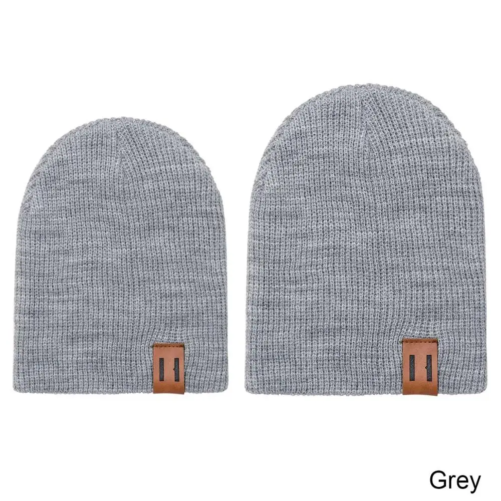Grey REAKIDS/зимняя детская шапка для родителей и детей, теплая шапка для папы и мамы, вязаная крючком эластичная вязаная шапка, мягкая теплая шапка для малышей - Цвет: Grey