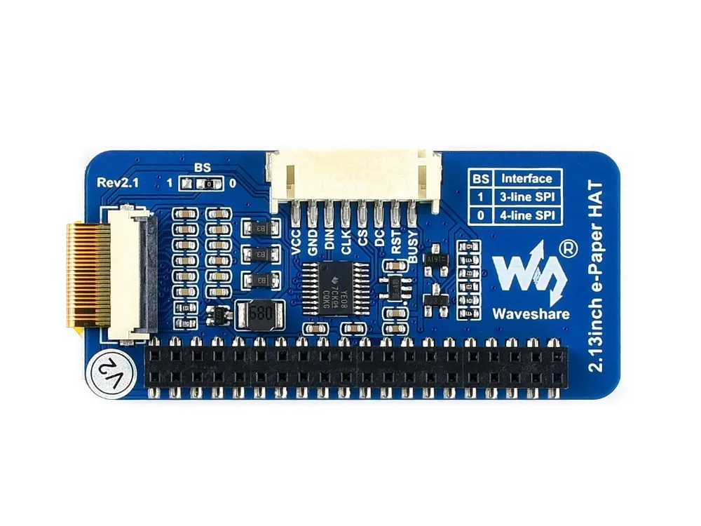 Waveshare 2,13 ''e-paper HAT, 250x122, 2,13 дюймовый E-Ink дисплей для RaspberryPi 2B/3B/Zero W, цвет: черный, белый, частичное обновление