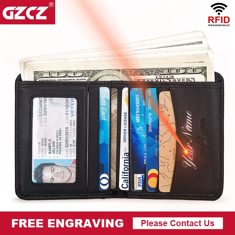 Кошелек GZCZ мужской из натуральной кожи тонкий бумажник мягкий миниатюрный клатч