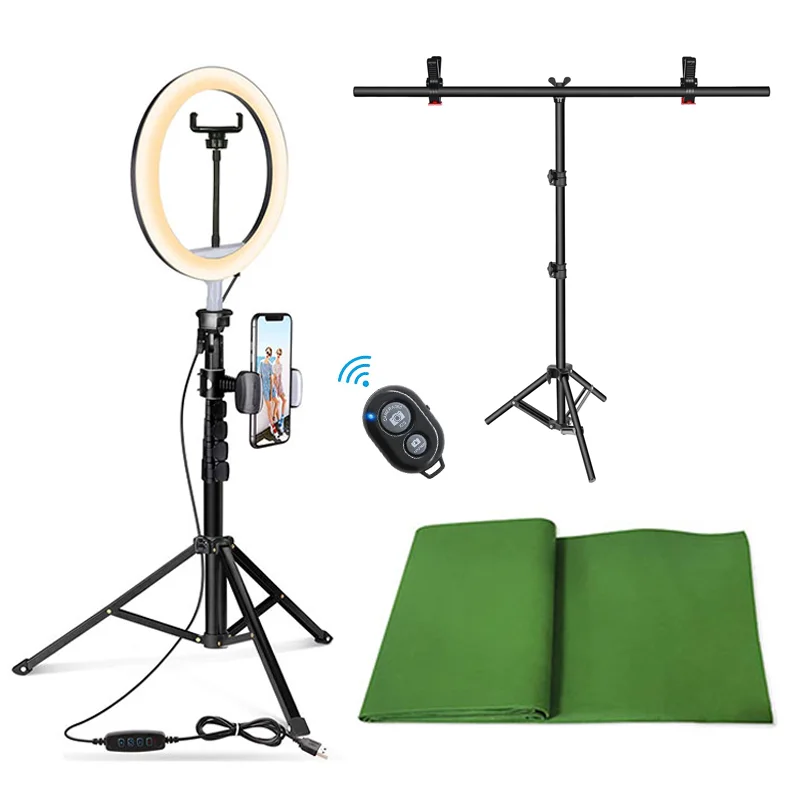 Кольцевой светодиодный светильник для селфи лампа со штативом студийной