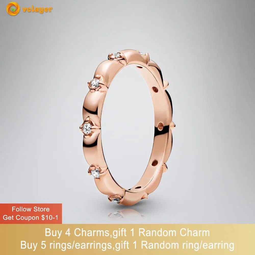 

Volayer 925 Sterling Silver Rings Sparkling Rose gold Rings Original 925 Silver Women Ring Engagement Rings Women Jewelry Making
